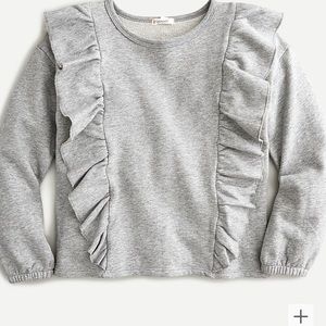 J. Crew Crewcuts Girls Ruffle Trim Fleece Top (kids size 10)
